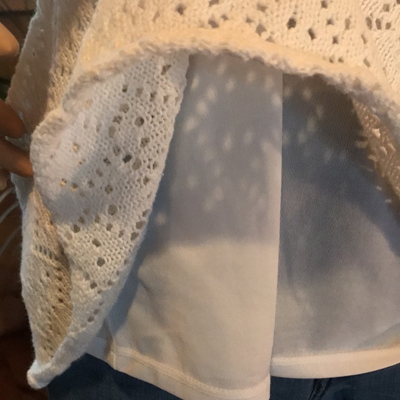 AXCESS (Liz Claiborne) White Short Sleeve Pointelle Crochet Tunic Sz. Large-NWOT - Picture 5 of 14